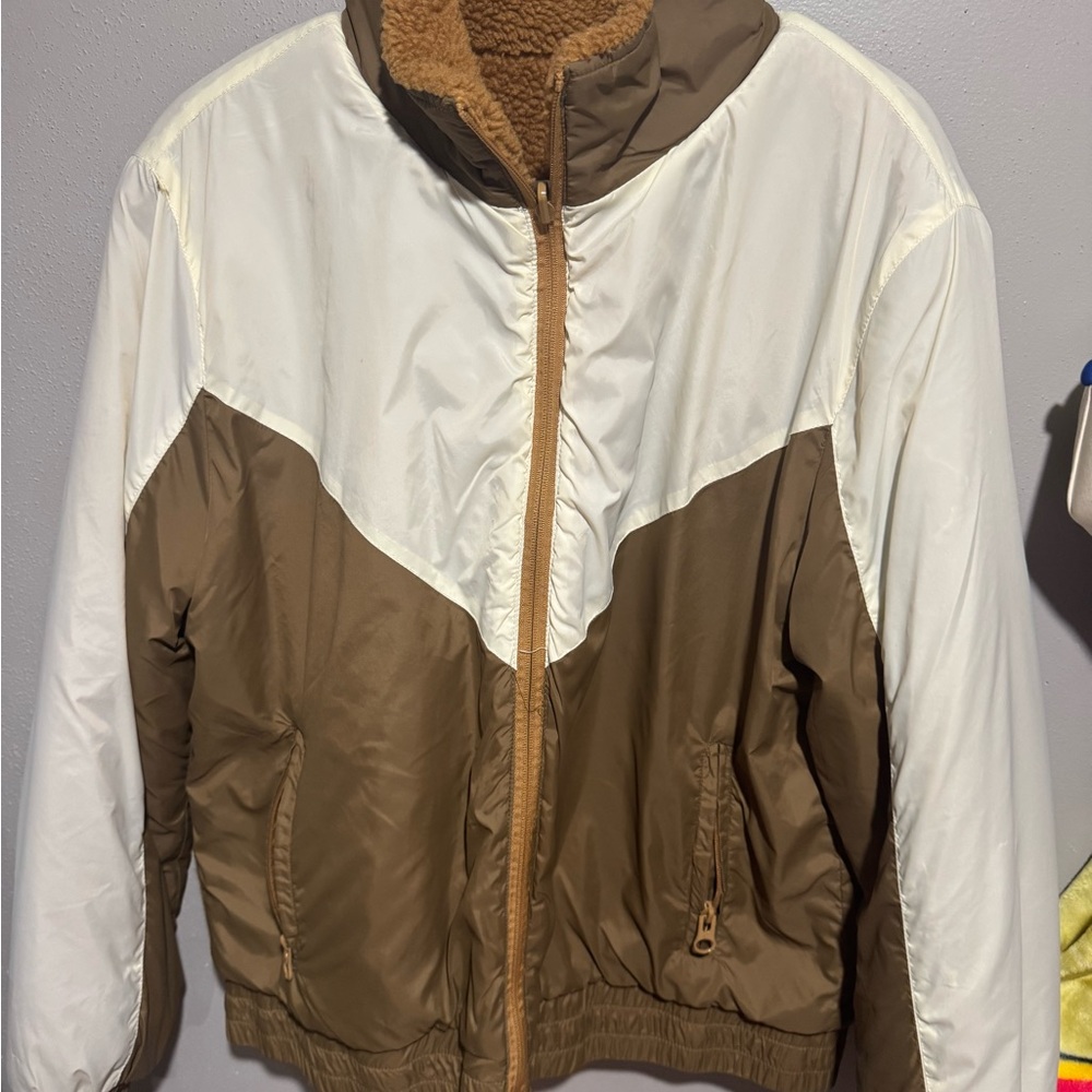 ZYIA White and Brown Puffer Jacket